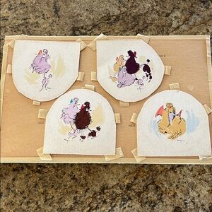 Vintage Poodle Art Paintings (Set of 4)